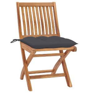 vidaXL 2/4/6/8x Solid Wood Teak Patio Chairs Multi Colors with/without Armrest - Anthracite Without Armrest 2 pcs - 1 of 4