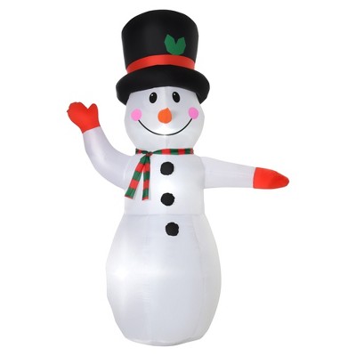 HOMCOM 8ft Christmas Inflatable Snowman, Outdoor Blow-Up Yard Decoration with LED Lights Display