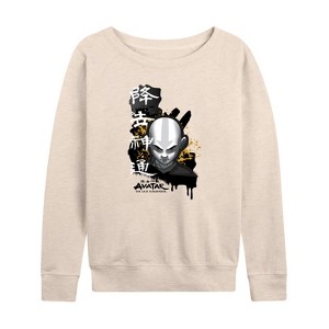 Women's - Avatar: The Last Airbender - Aang Ink Splatter Lightweight French Terry Wide Neck Long Sleeve Shirt - 1 of 4