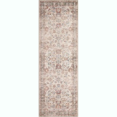 Runner Hallway Rug Machine Wash Non-Slip Enrteway Laundry Room Rug Throw Low-Plie Vintage Mat Distressed Carpet for Kitchen Bathroom