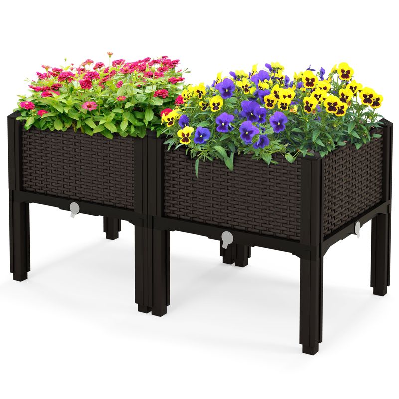 Tangkula Outdoor 2 Set/4 Set Planter Vertical Elevated Raised Garden Bed Planter Box Kit for Backyard Patio, 1 of 10