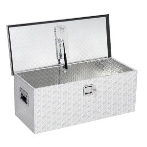 Truck Bed Tool Box, Heavy Duty Aluminum Diamond Plate Storage Chest with Lock, Secure Organizer for Pickup Trucks, Trailers, RV, Van, Keys Included - 1 of 4