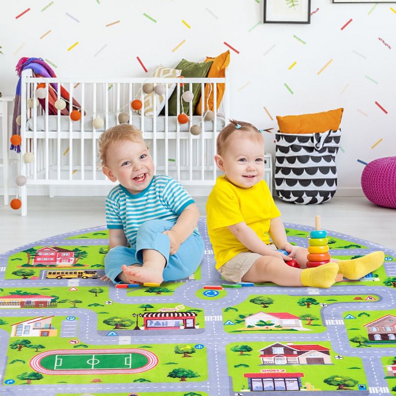 Kids Rug Classroom Rugs Game Play Area Rug Road and Traffic Carpet Super Soft Thick Game Play Rug, 3 of 9