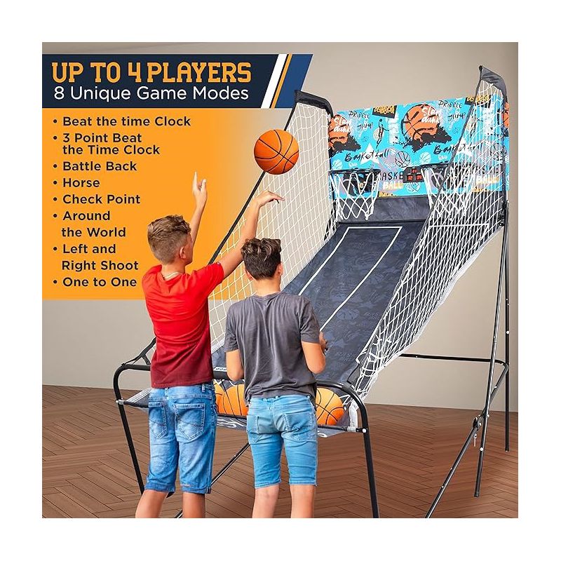 SereneLife Dual Hoop Basketball Shootout Indoor Home Arcade Room Game - Foldable, 5 of 7