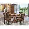HomeStock 5-Piece Round Mahogany Finish Solid Wood Top Dining table with 4-Chairs with Cross Back - 2 of 4