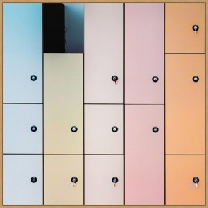 30" x 30" Pastel Lockers by Luc Vangindertael (laGrange) Framed Canvas Wall Art Print - Amanti Art: Modern Lithograph, Polystyrene Frame - 1 of 4