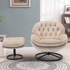 Modern Swivel Chair & Ottoman Set with Metal Base, Velvet Upholstered Accent Chair, Soft Lazy Chair 4Q - ModernLuxe - image 2 of 4