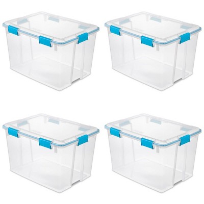 Sterilite 80 Quart Plastic Home Storage Gasket Box Container, Clear (4 Pack)