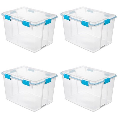 Sterilite 80 Quart Plastic Home Storage Gasket Box Container, Clear (4 Pack)