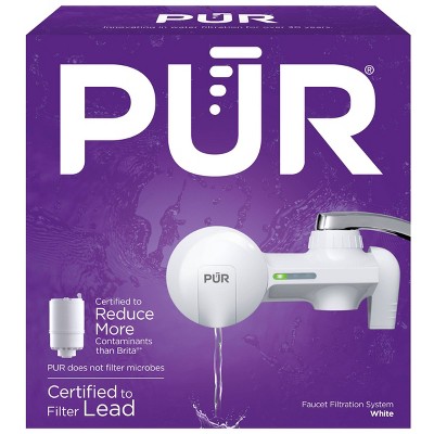 PUR Horizontal White Faucet Mount Water Filtration System