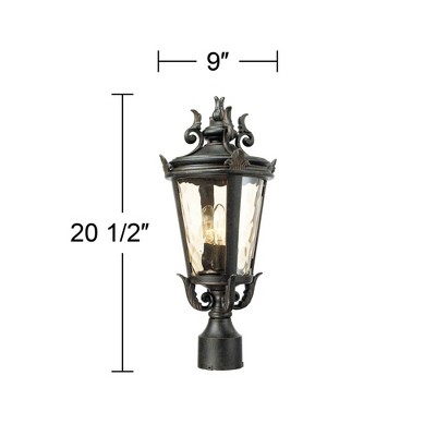 Vintage Bronze Outdoor Post Light with Champagne Hammered Glass