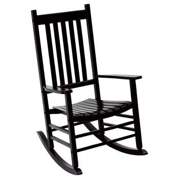 Jack Post Knollwood Mission Style Outdoor High Gloss Hardwood Rocker Chair with Slat Back Design, for Porch, Patio, Lawn, or Garden, Black