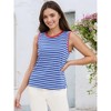ATHLECHIC Women's Striped Color Block Side Slits Crew Neck Casual Sleeveless Shirts - 2 of 4