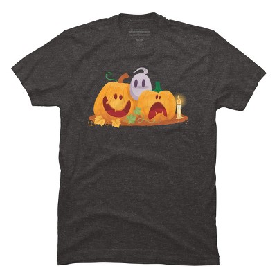 Men's Design By Humans Halloween Cartoon Pumpkins And Ghost By VectorVillain T-Shirt