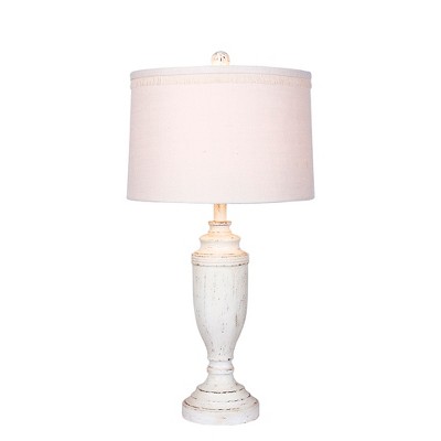 Distressed Formal Resin Table Lamp Cottage Antique White  - Fangio Lighting