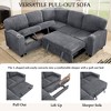 81" Corduroy Convertible L-Shaped Sleeper Sectional Sofa with Pull-Out Bed & Storage Seat, USB & Type-C Charging Ports, Cup Holders - 3 of 4
