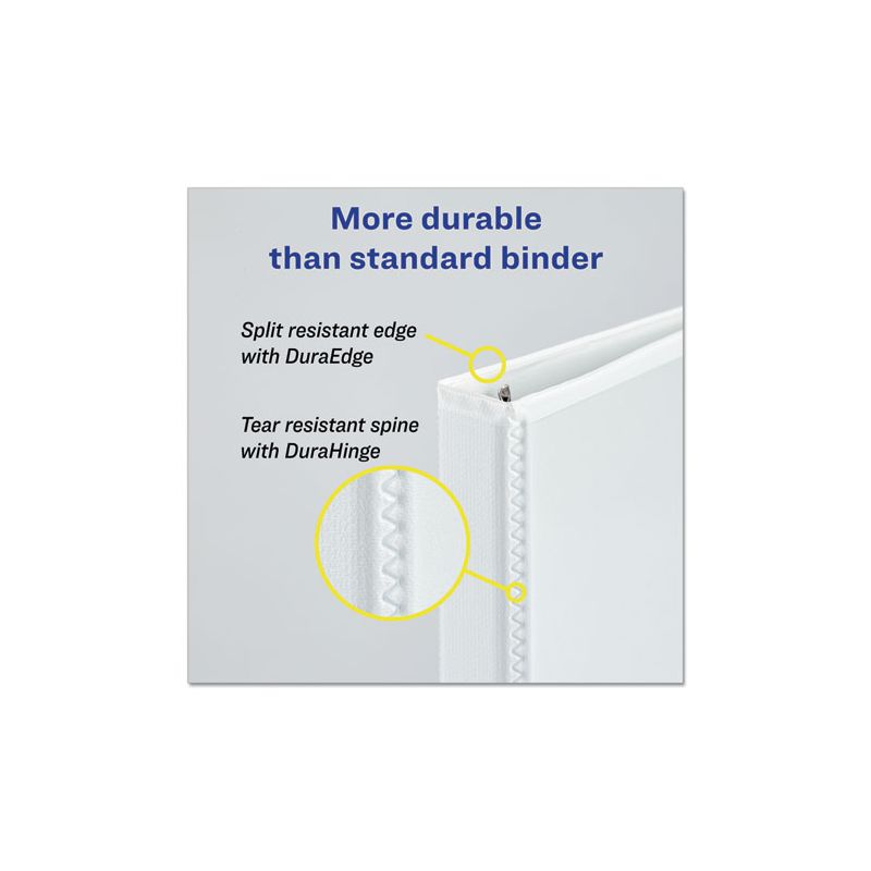 Avery Durable View Binder with DuraHinge and Slant Rings, 3 Rings, 1.5" Capacity, 11 x 8.5, White, 4 of 8