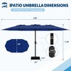 Outdoor Double-Sided Rectangle Market Umbrella, 15FT Large Patio Umbrellas With Base Included, Double-Topped Patio Umbrella for Poolside Lawn Backyard - 4 of 4