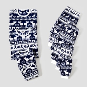 PATPAT Christmas Family Matching Long-sleeve ThickenedSets, Bluewhite Chritsmas PJS For Kids Baby - 1 of 4