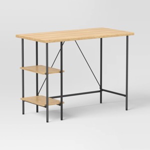 Wood and Metal Desk with Shelves Natural - Room Essentials™ - 1 of 4