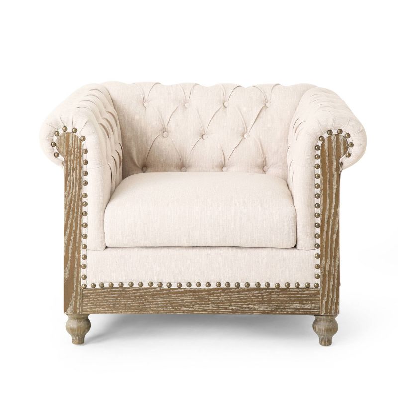 Castalia Chesterfield Tufted Fabric Club Chair with Nailhead Trim - Christopher Knight Home, 1 of 11