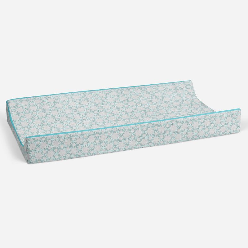 Bacati - Floral Quilted Muslin Changing Pad Cover Aqua, 3 of 10