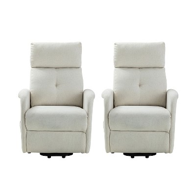 Set of 2 Gina Mid-century Power Remote Recliner with Metal Base  | ARTFUL LIVING DESIGN