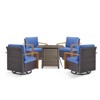 Buenhomino Outdoor Furniture with Fire Pit -Patio Table and Chairs Set of 4 Swivel Patio Chairs for Deck Porch Garden Poolside Backyard - 2 of 4