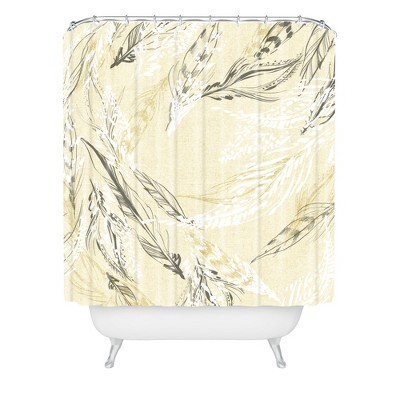 Feather Linen Shower Curtain Buff Beige - Deny Designs