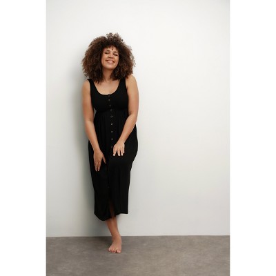 NOM Maternity Ribbed Modal Henley Dress