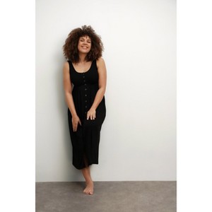 NOM Maternity Ribbed Modal Henley Dress - 1 of 4