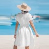 Women's White Deep V-neck Short Sleeve Cover Up Dress - Cupshe - 4 of 4