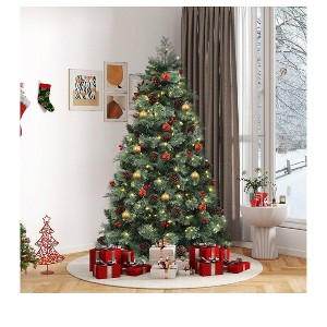 6ft/7.5ft Prelit Artificial Christmas Tree With 720/1200 Mixed Tips,Pine Needles,Pinecones,Red Berries - 1 of 4