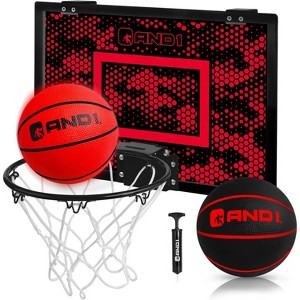 AND1 Over the Door Mini Basketball Hoop: 18x12 Shatterproof Backboard, 2 Mini Basketballs, and Hand Pump Included - Ultimate Indoor Accessory - 1 of 4