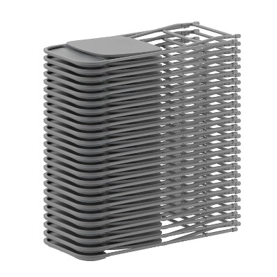 Gray Metal Armless Folding Chairs - Set of 2