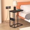 VECELO C Shaped End Table for Sofa Couch and Bed, Small Side Table for Living Room Bedroom, Snack TV Tray Laptop Table with Metal Frame, - 3 of 4