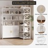 Corner Bookshelf, 6 Tier L-Shaped Industrial Bookcase with Cabinet, Vintage Farmhouse Corner Shelf - 3 of 4