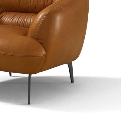 Leonia 41" Cognac Leather Accent Chair with Metal Legs