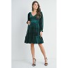 Hello Miz Women's Velvet Smocked V Neck Long Sleeve Maternity Dress - 4 of 4