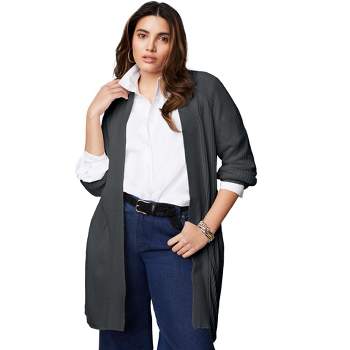 June + Vie by Roaman's Women's Plus Size Touch of Cashmere Open-Front Cardigan