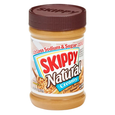 Skippy 1/3 Less Sodium & Sugar Natural Creamy Peanut Butter - 15oz - image 1 of 4