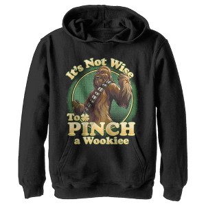 Boy's Star Wars St. Patrick's Day It's Not Wise To Pinch A Wookie Pull Over Hoodie - 1 of 4