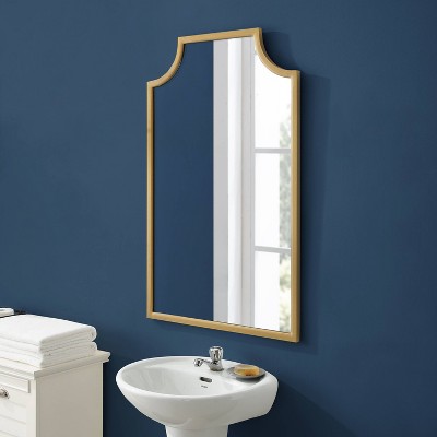 Aimee Rectangular Gold Steel Wall Mirror