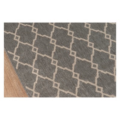 Gray Trellis Reversible Rectangular Synthetic Rug