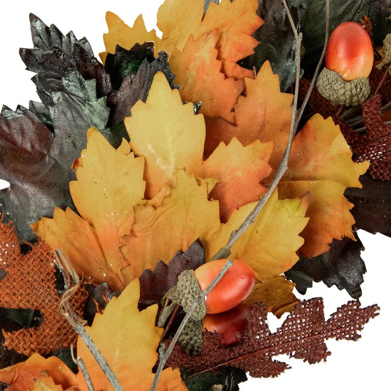 Northlight 20" Autumn Harvest Leaves and Twigs Artificial Thanksgiving Wreath - Green/Brown, 2 of 6