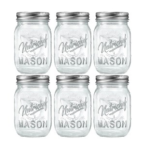 NutriChef 6 Pcs. Glass Mason Jars with Regular Lids and Bands, DIY Magnetic Spice Jars, Ideal for Meal Prep, Jam, Honey, Wedding Favors, and more - 1 of 4