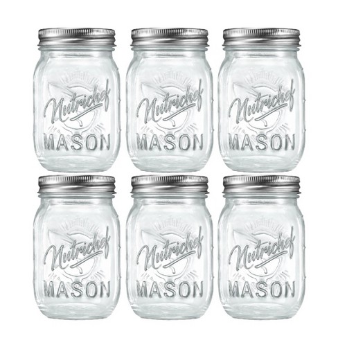 NutriChef 16-Piece Glass Mason Jars with Lids and Bands - for Meal Prep,  Jam, Honey, and Favors (NCMSJ16)