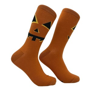 Crazy Dog Men's Jack O Lantern Socks Funny Sarcastic Halloween Graphic Novelty Footwear for Men - 1 of 4
