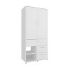Alpine Armoire With Double Doors, Hanging Rod And Interior Shelves, Freestanding Modern Wardrobe Closet, White - 3 of 4