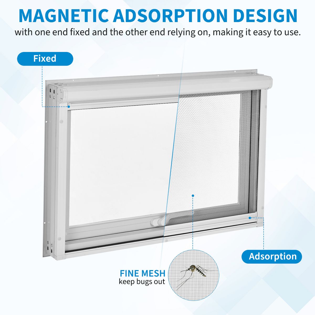 Casement Window 5mm Glass 4-Gear Adjustable Magnetic Screen | Aluminum Frame, Tempered Glass, 4 Adjustable Angles, Magnetic Screen, Child Safe Lock - thumbnail 4